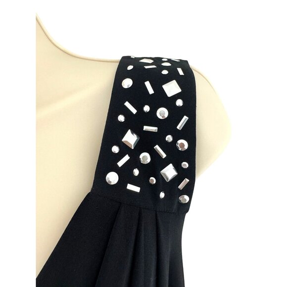 SL Fashions Black‎ Embellished Silver Cowl Neck Hi-Lo Dress Size 16W 1X Plus New - Picture 3 of 10